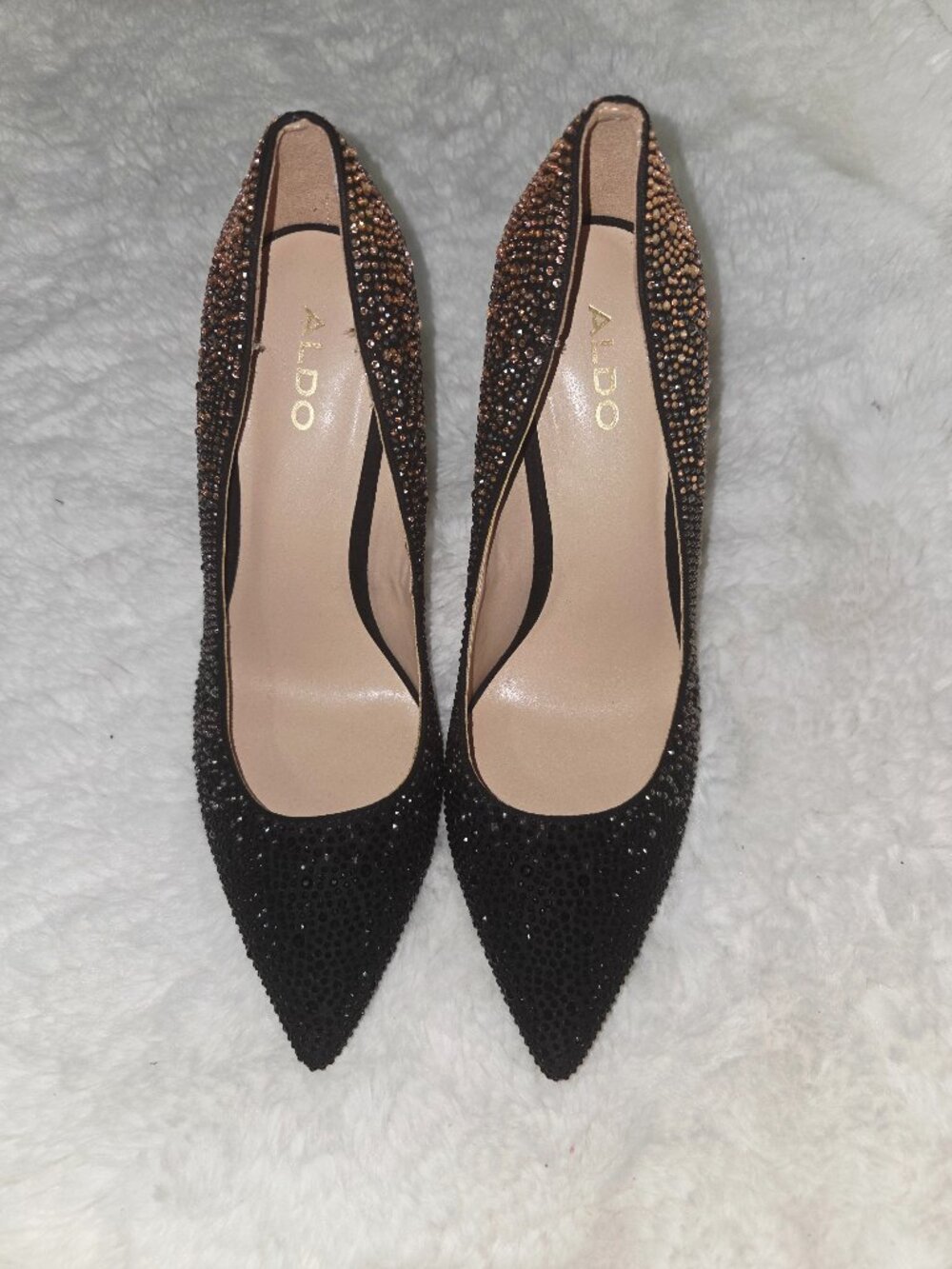 Rosegold/ Black Aldo Pointed Toe High Heels